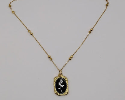 Vintage Halskette mit kleiner Spiegel-Rose