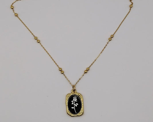 Vintage Halskette mit kleiner Spiegel-Rose