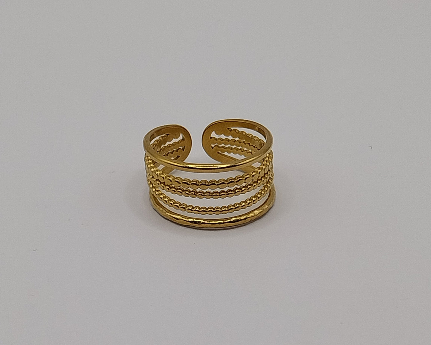 Offener Goldring mit filigranen Linien – Mehrreihiger Look