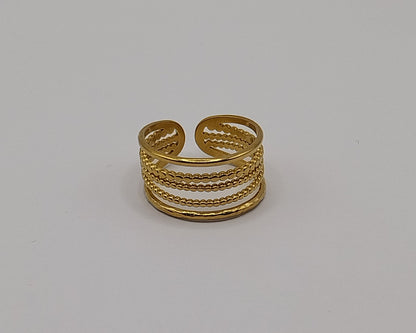 Offener Goldring mit filigranen Linien – Mehrreihiger Look