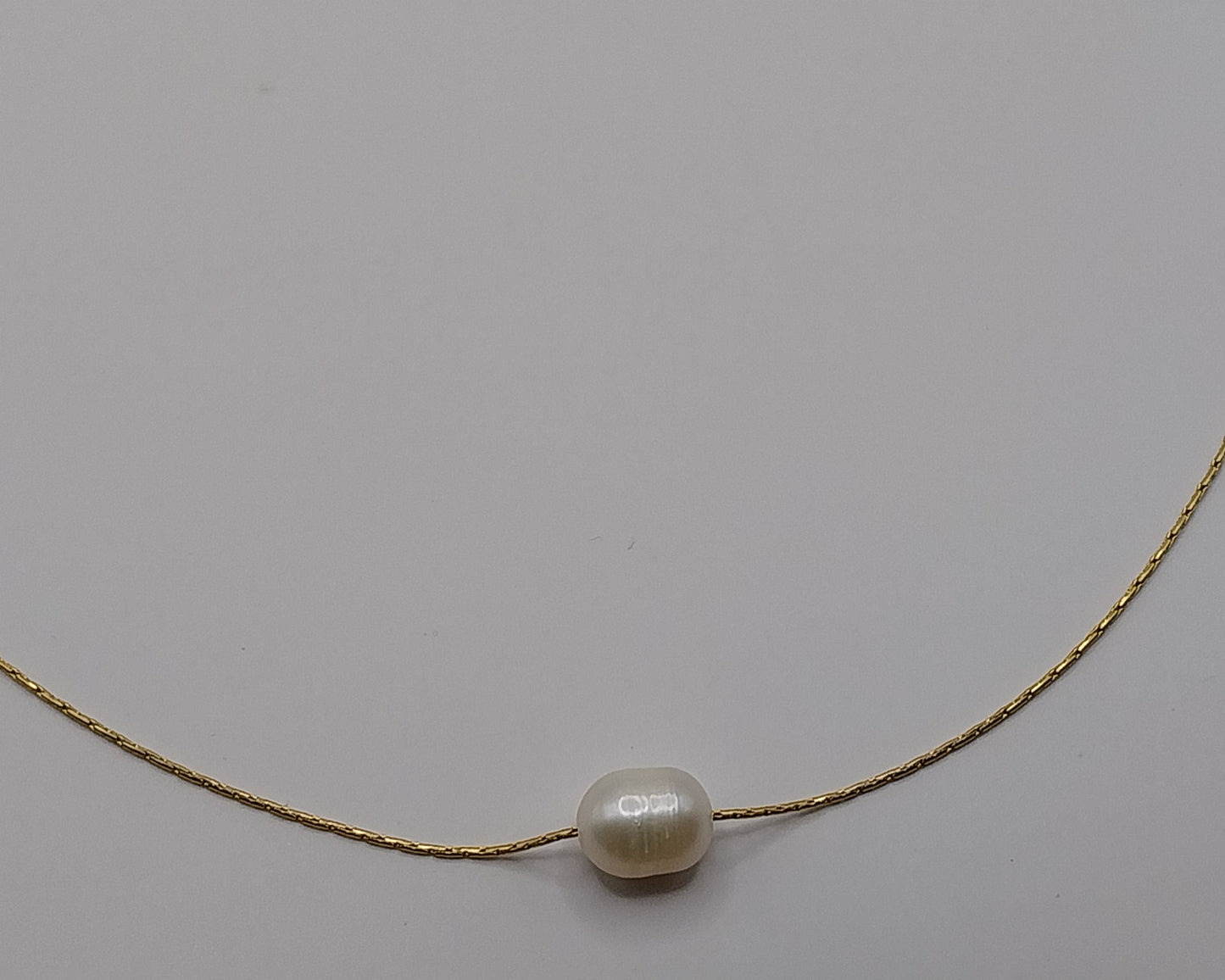 Damen Halskette mit Süßwasserperle aus Edelstahl – Goldfarben