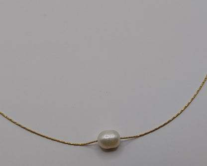 Damen Halskette mit Süßwasserperle aus Edelstahl – Goldfarben