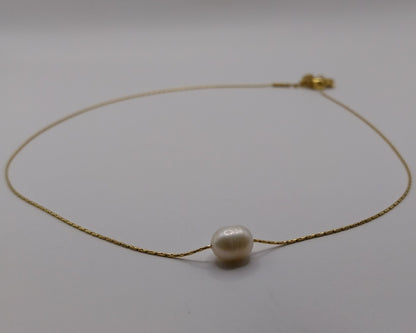 Damen Halskette mit Süßwasserperle aus Edelstahl – Goldfarben