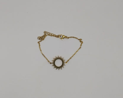 Edelstahl Armband mit Sonnenkreis – Boho Charm Armband für Damen