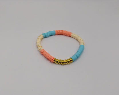 🌺 Handgemachtes Armband – Orange, Gelb &amp; Türkis mit goldfarbenen Details 🌺
