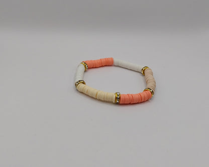 🌞 Handgemachtes Armband – Orange, Beige &amp; Gold für deinen Sommer-Look 🌞