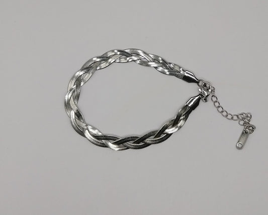 Modernes Edelstahl-Armband im Snake-Style – Silberfarbe