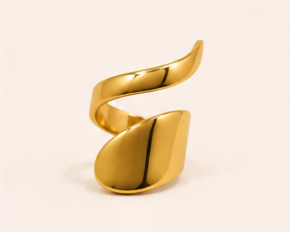 PVD-beschichtet Echtvergoldet 18 Karat Gold Geometrisch Blatt Herzform Edelstahl 304 Elegant Retro Wasserfest Offener Ring
