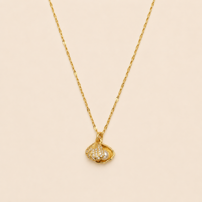 Edelstahl Muschelkette mit Perlenanhänger