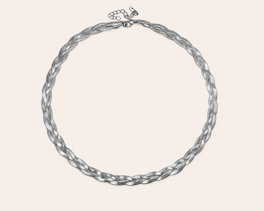 Modern stainless steel snake-style necklace – silver color