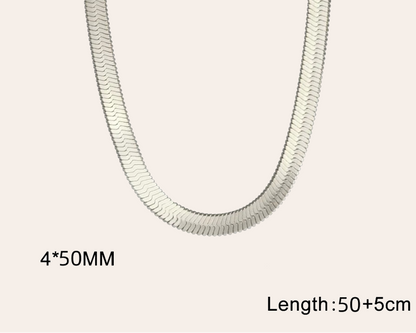 Schlangenkette 4 mm aus Edelstahl 304 – Wasserfeste Halskette in Stahlfarbe (50 + 5 cm)