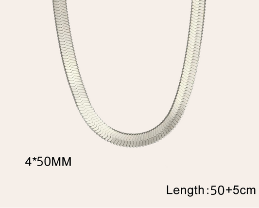 Schlangenkette 4 mm aus Edelstahl 304 – Wasserfeste Halskette in Stahlfarbe (50 + 5 cm)