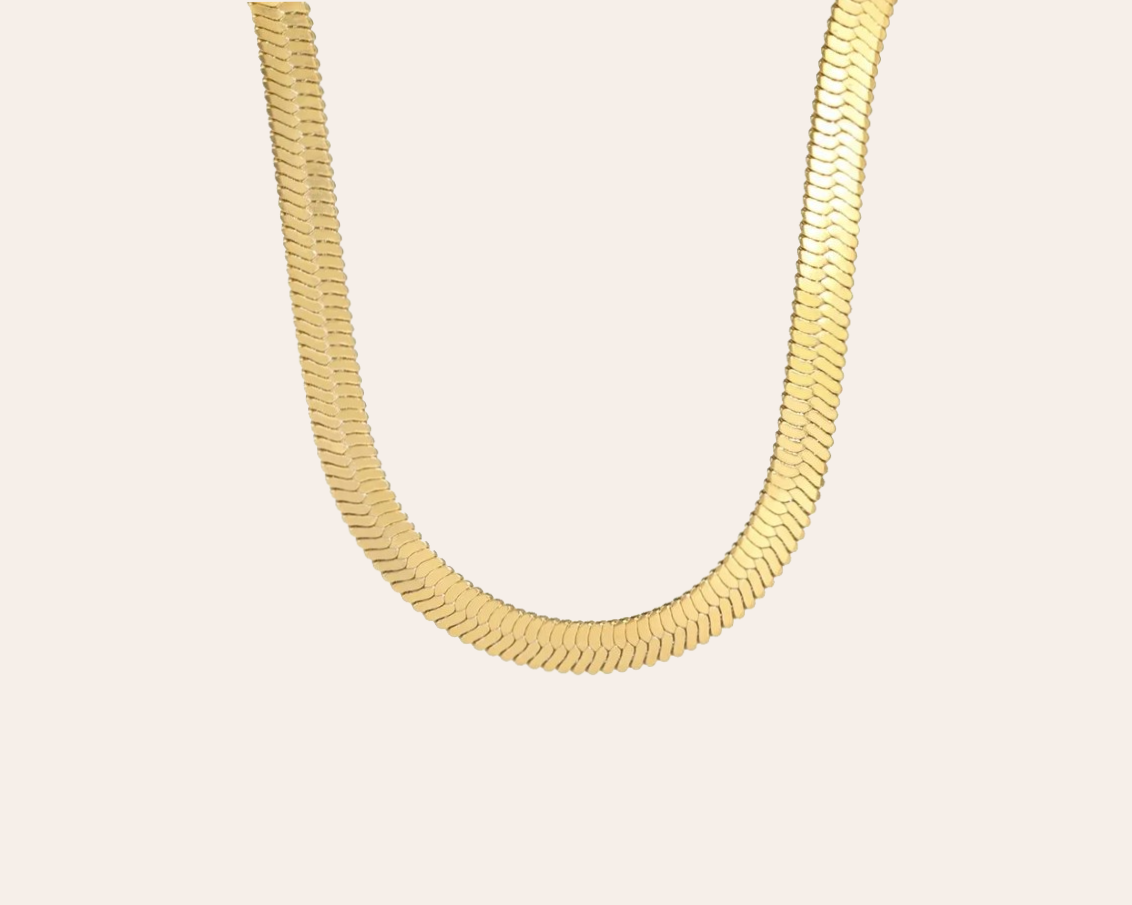 Schlangenkette 5 mm aus Edelstahl 304 – Goldfarbene Wasserfeste Halskette (50 + 5 cm)