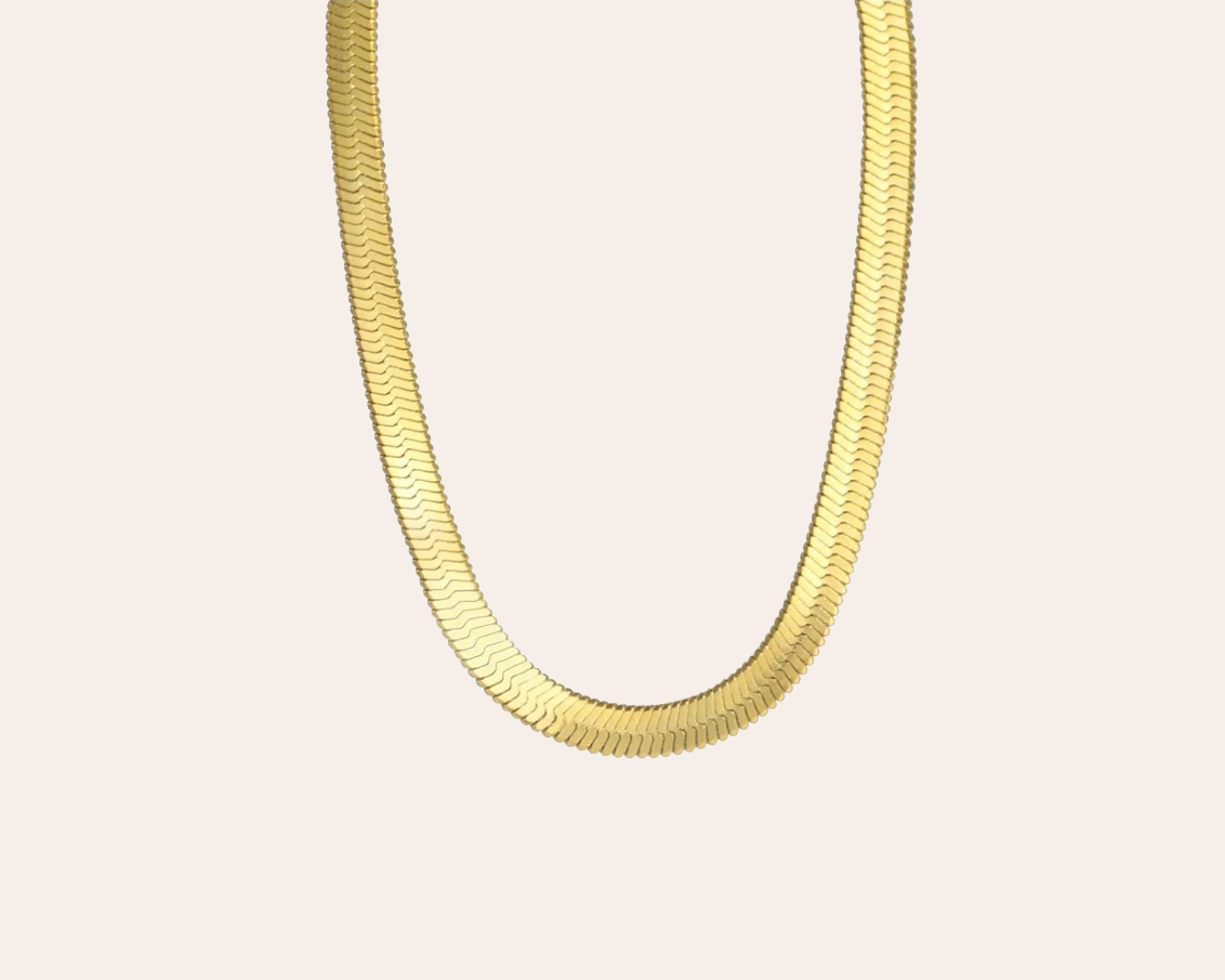 Schlangenkette 4 mm aus Edelstahl 304 – Goldfarbene Wasserfeste Halskette (50 + 5 cm)