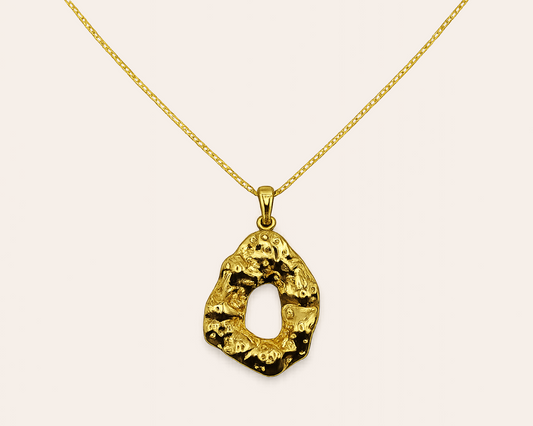 Schmuckset: Goldfarbenes Statement Design (Halskette & Ohrringe)