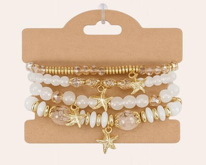 Bohemian Multi-layer Starfish Pendant Crystal Beaded Bracelet