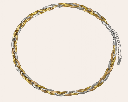 Modern stainless steel snake-style necklace – silver &amp; gold color
