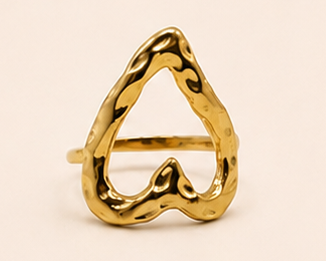 PVD-beschichtet Echtvergoldet 18 Karat Gold Geometrisch Blatt Herzform Edelstahl 304 Elegant Retro Wasserfest Anlaufgeschützt Offener Ring